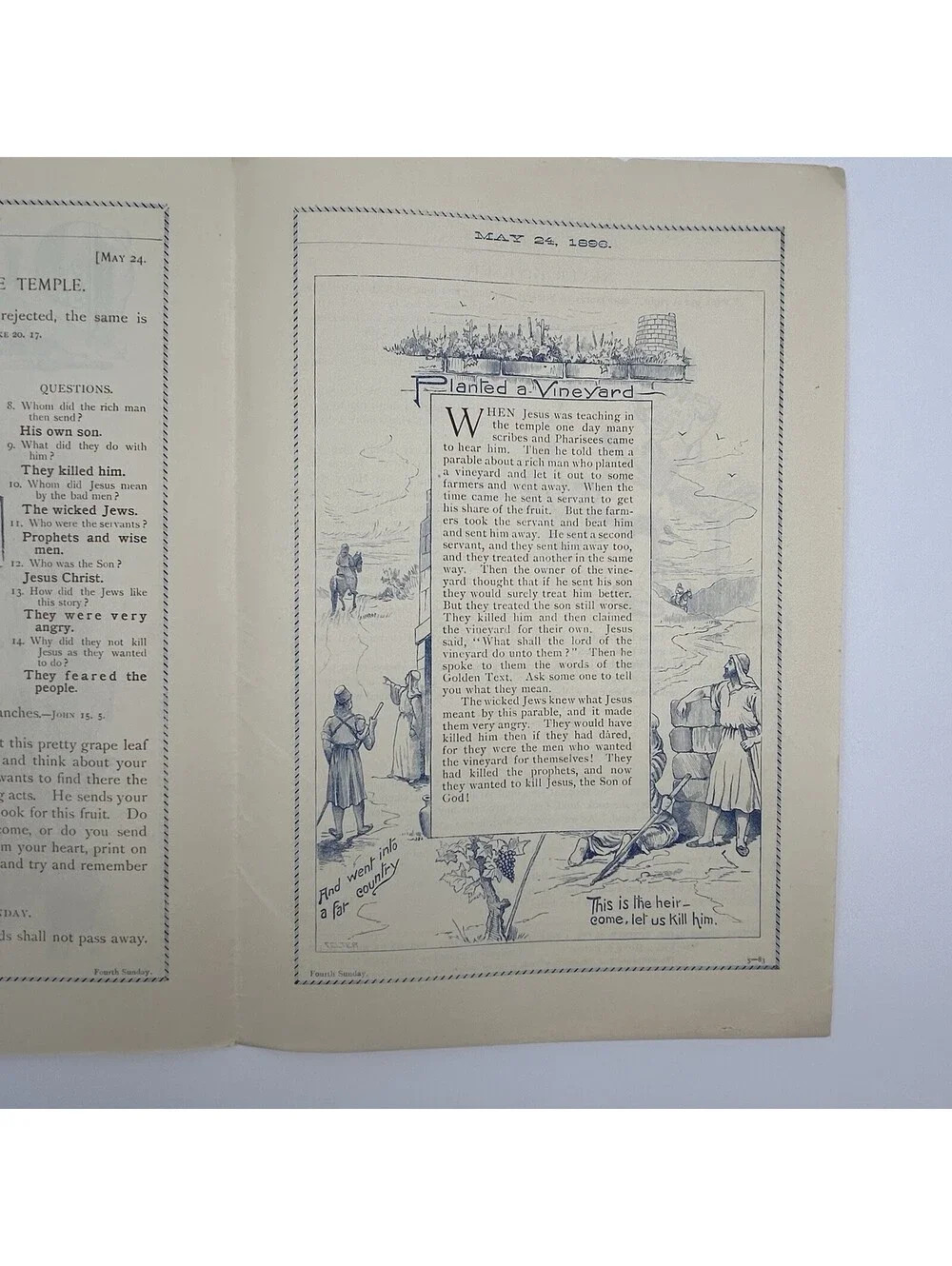Antique 1896 Picture Lesson Paper Hunt Eaton Methodist Sunday School Art     C17